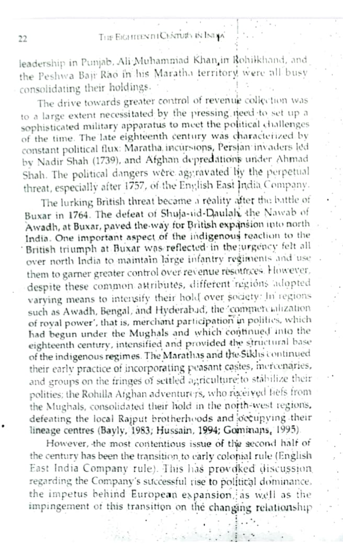 22 HIS 18TH CENTURY IN INDIA: Political Dynamics and Colonial ...