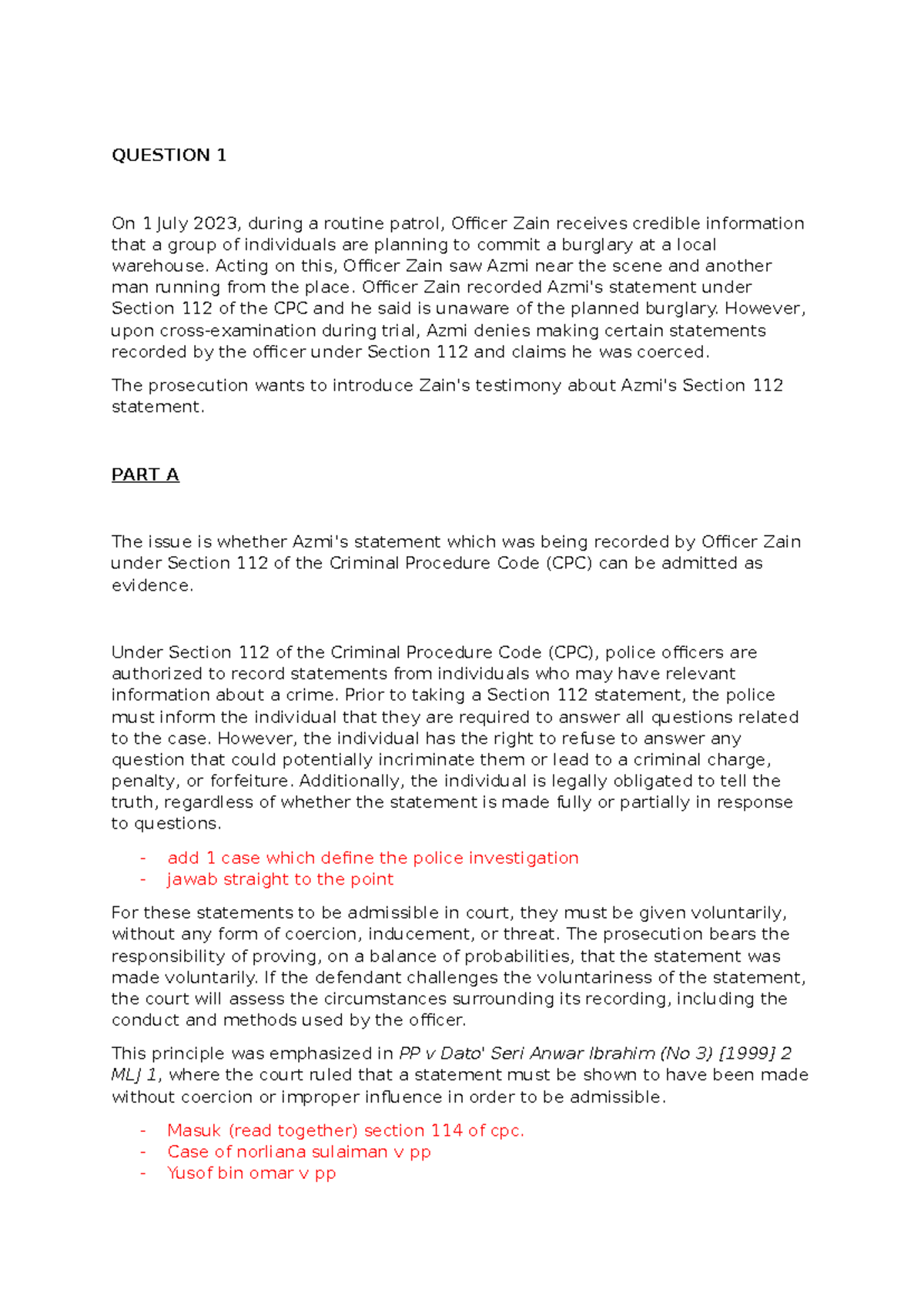 CPC Tutorial: Admissibility of Section 112 Statements in Court - Studocu
