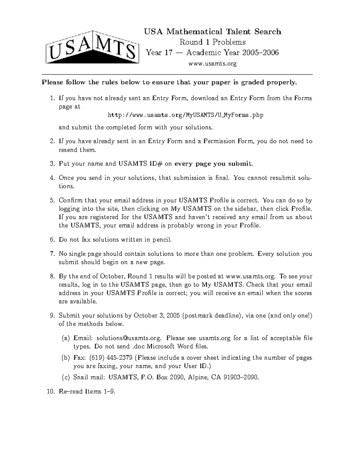 USAMTS Round 1 Problems - Probability & Random Processes Study Material ...