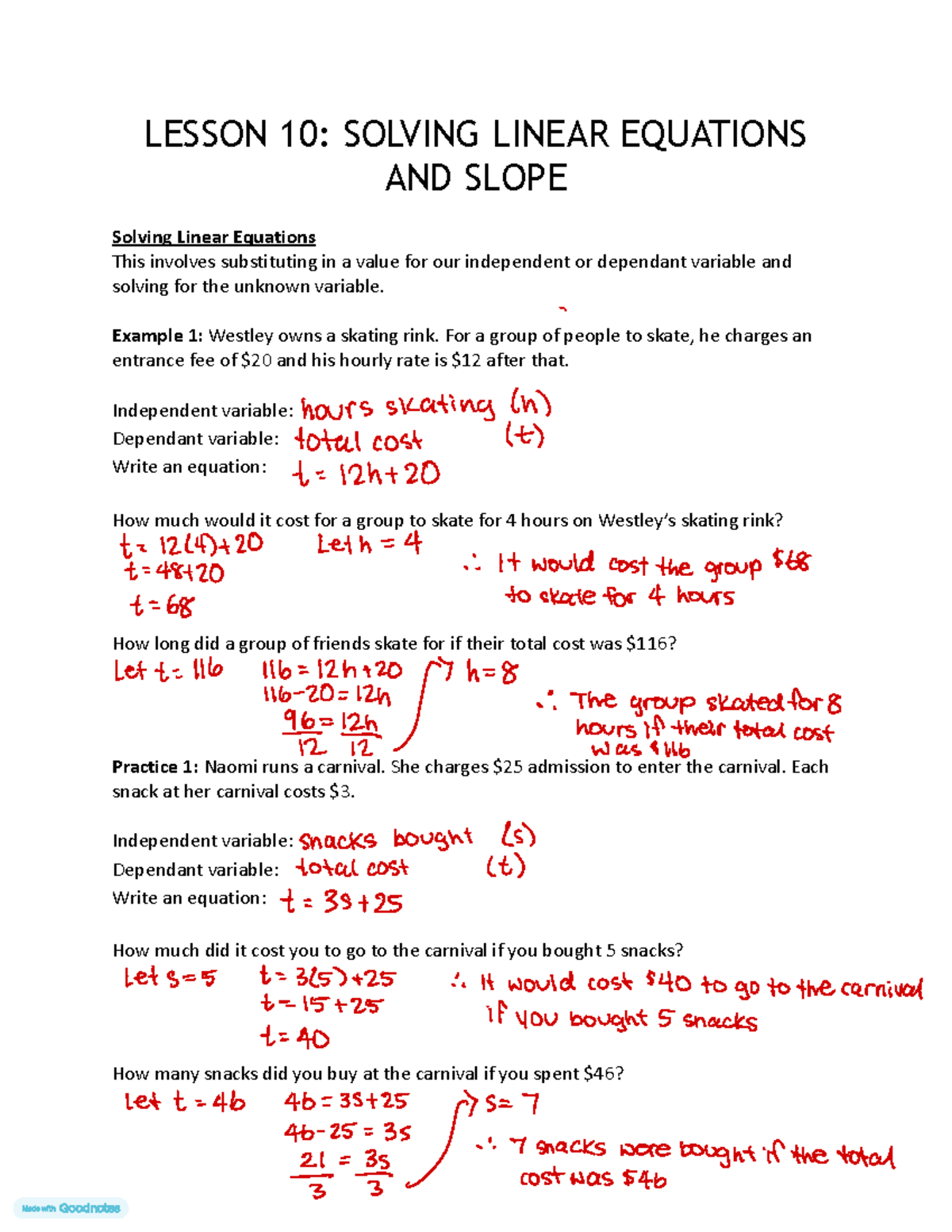 LESSON 10: SOLVING LINEAR EQUATIONS & SLOPE (MATH 101) - Studocu