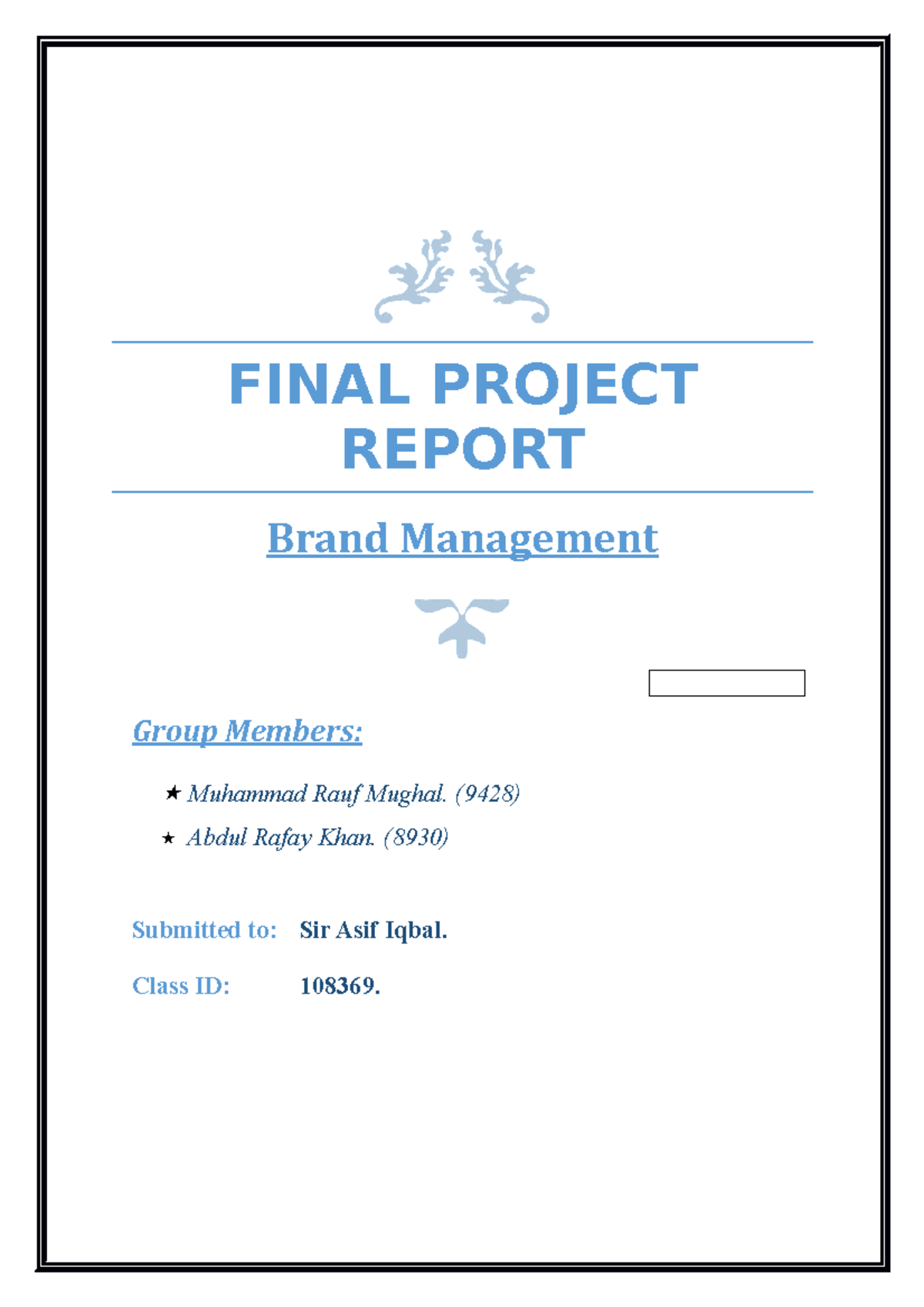 Brand Management - Final Project Report - FINAL PROJECT REPORT Brand ...