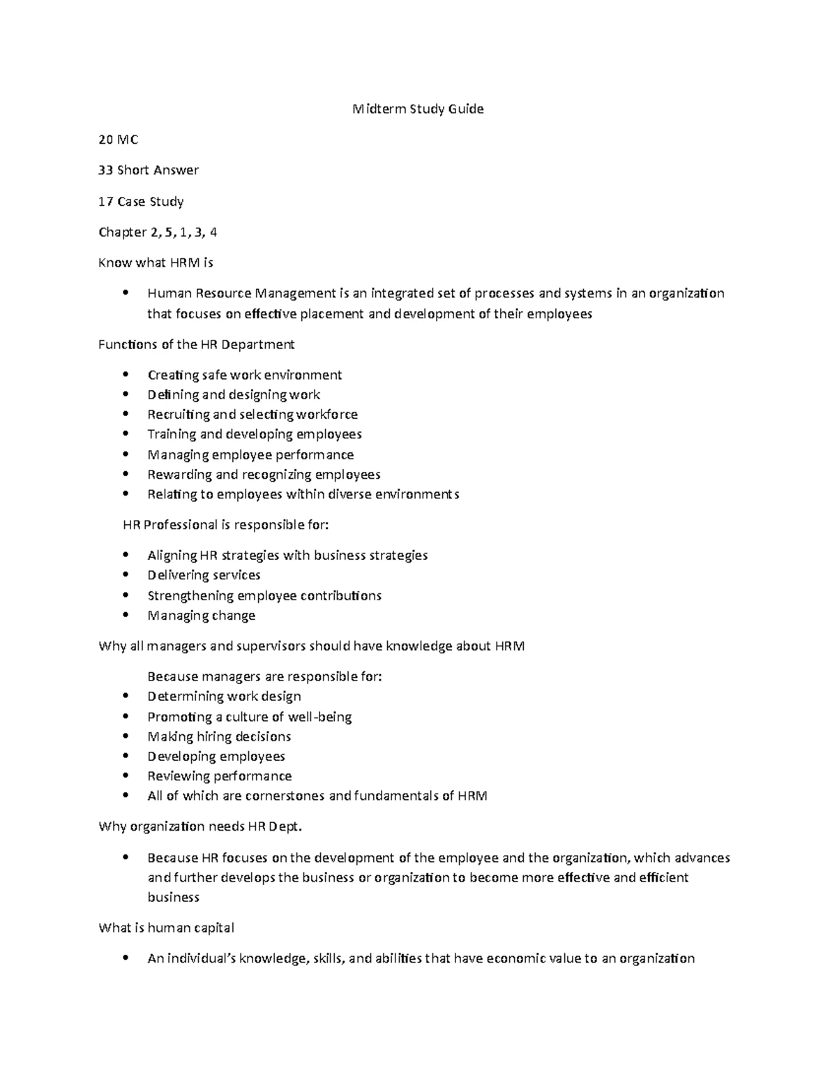 Cheat sheet HR - HR Def - An integrated set of systems, practices, and ...
