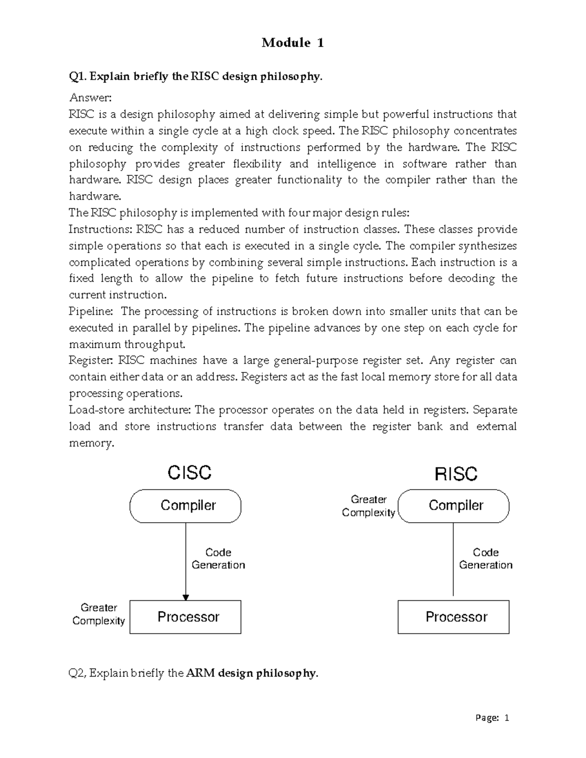 Module 1 Notes: RISC and ARM Design Philosophies in Embedded Systems ...