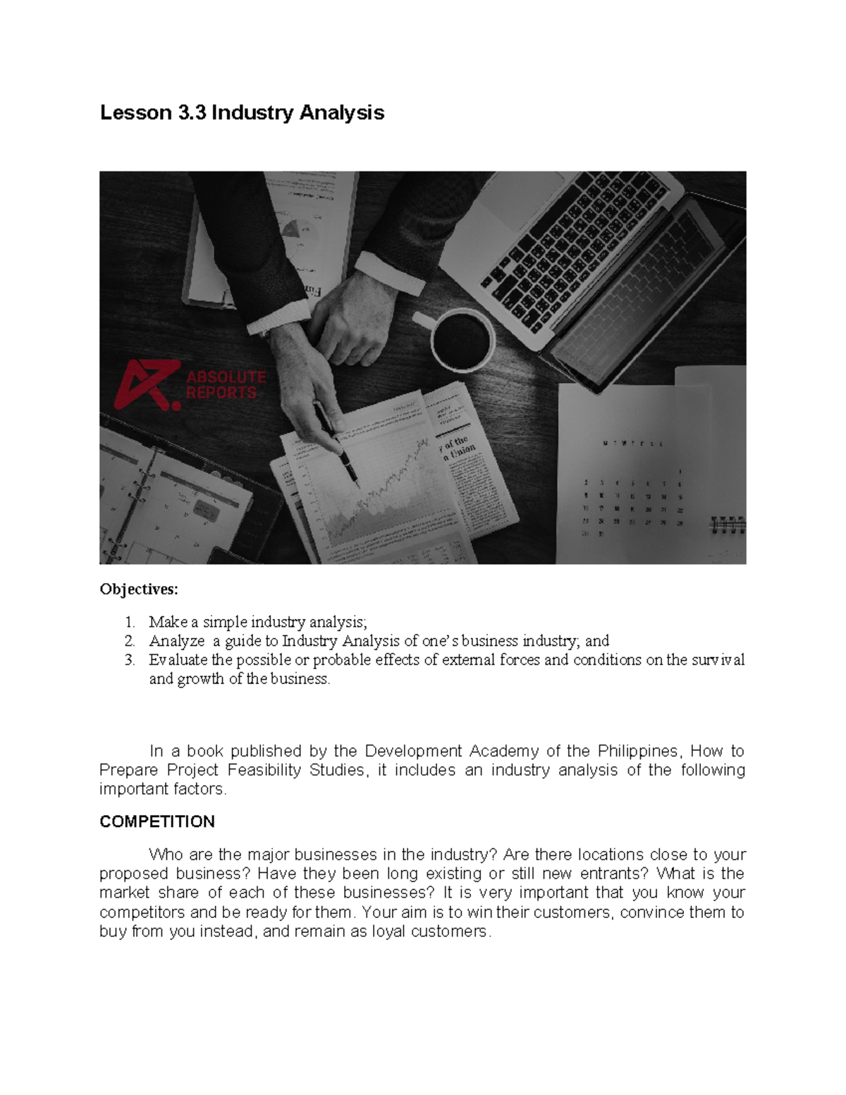 Lesson 3.3 - Comprehensive Analysis of Industry Factors - Studocu