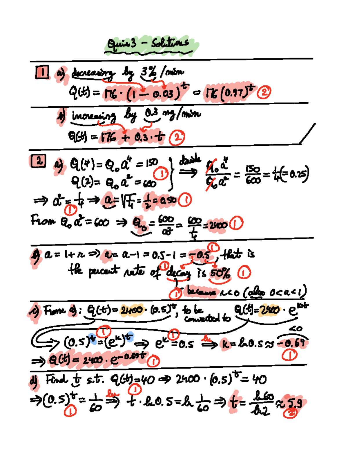 Quint3 Solutions: Q(t) Analysis and Decay Rates - Studocu