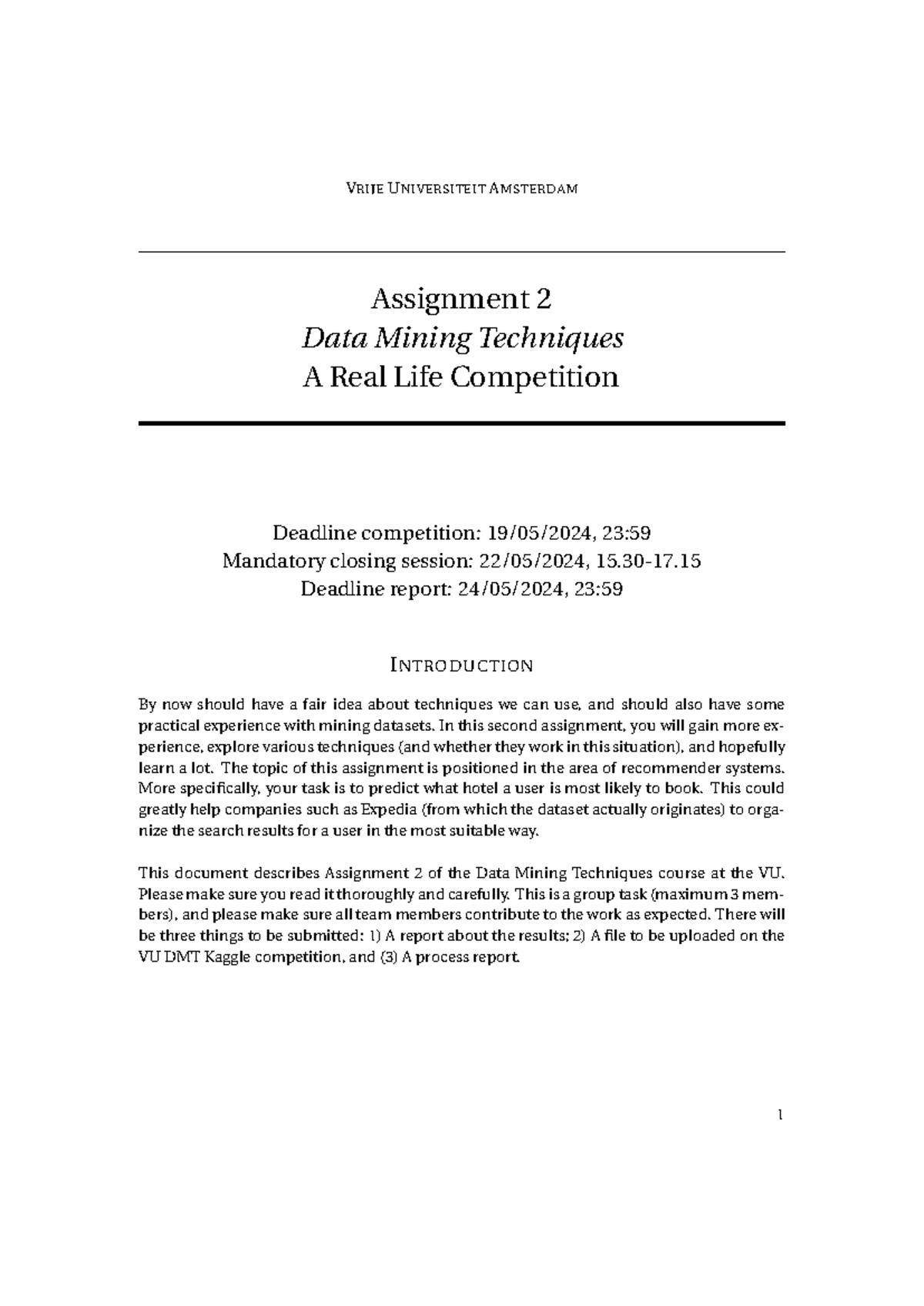 VU Data Mining Techniques Assignment 2: Recommender Systems Project ...