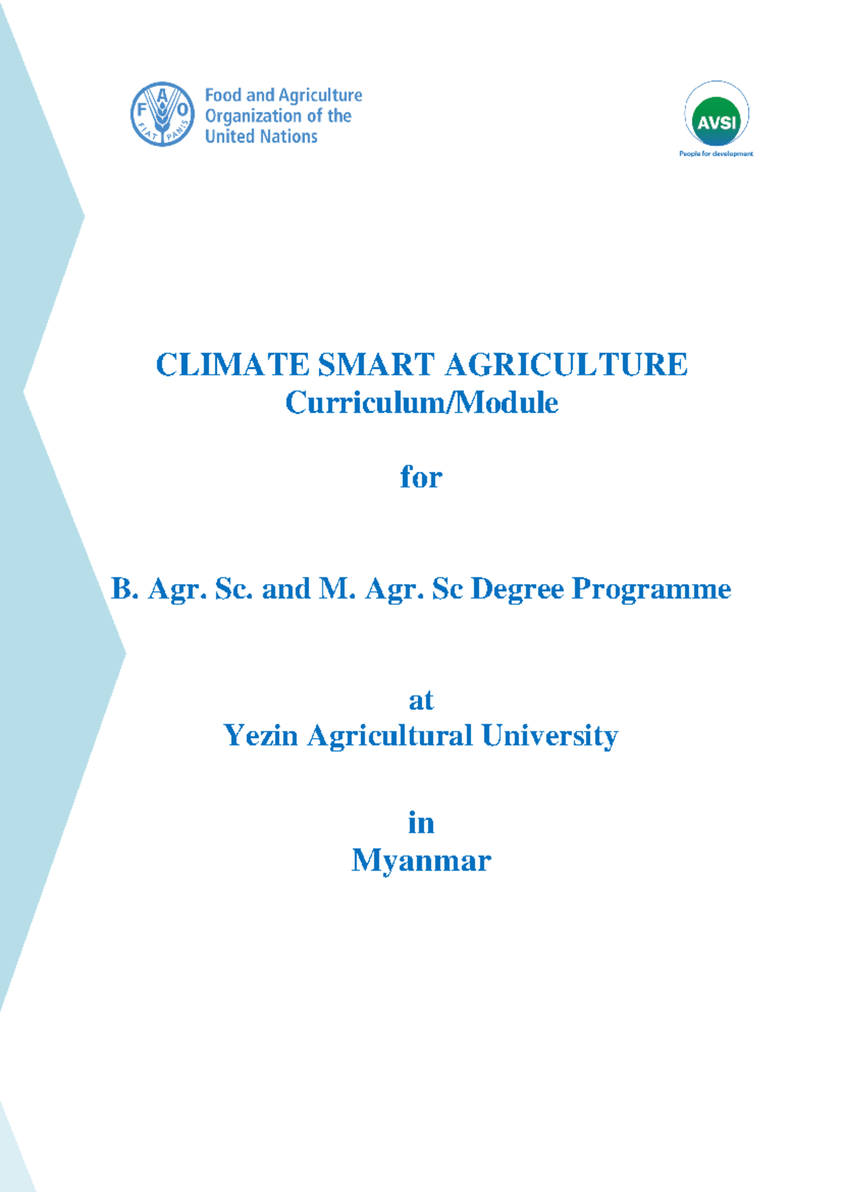 Climate Smart Agriculture Curriculum for B. Agr. Sc. & M. Agr. Sc. at ...