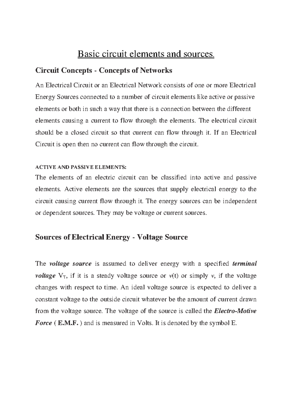 Fallsem 2024-25 BEEE102L TH Circuit Elements & Sources Notes - Studocu