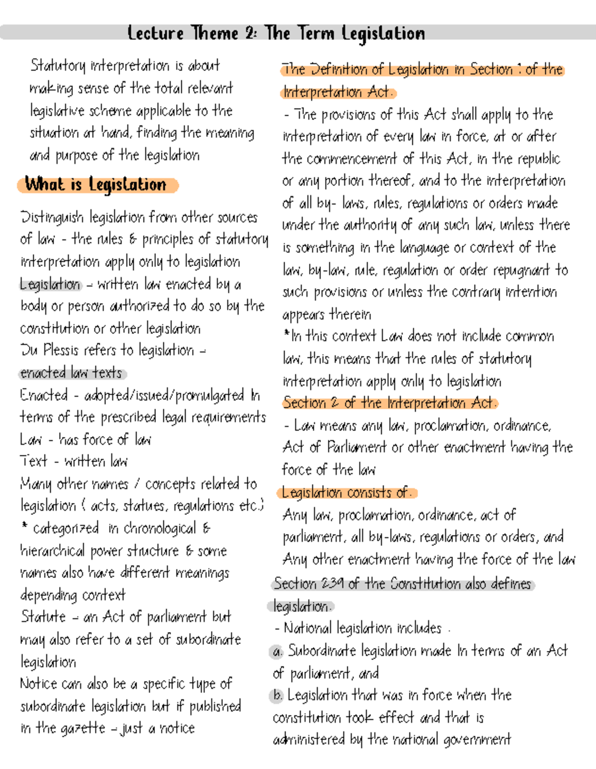 Chapter 2 - Lecture Theme 2 : The Term Legislation - Lecture Theme 2 ...