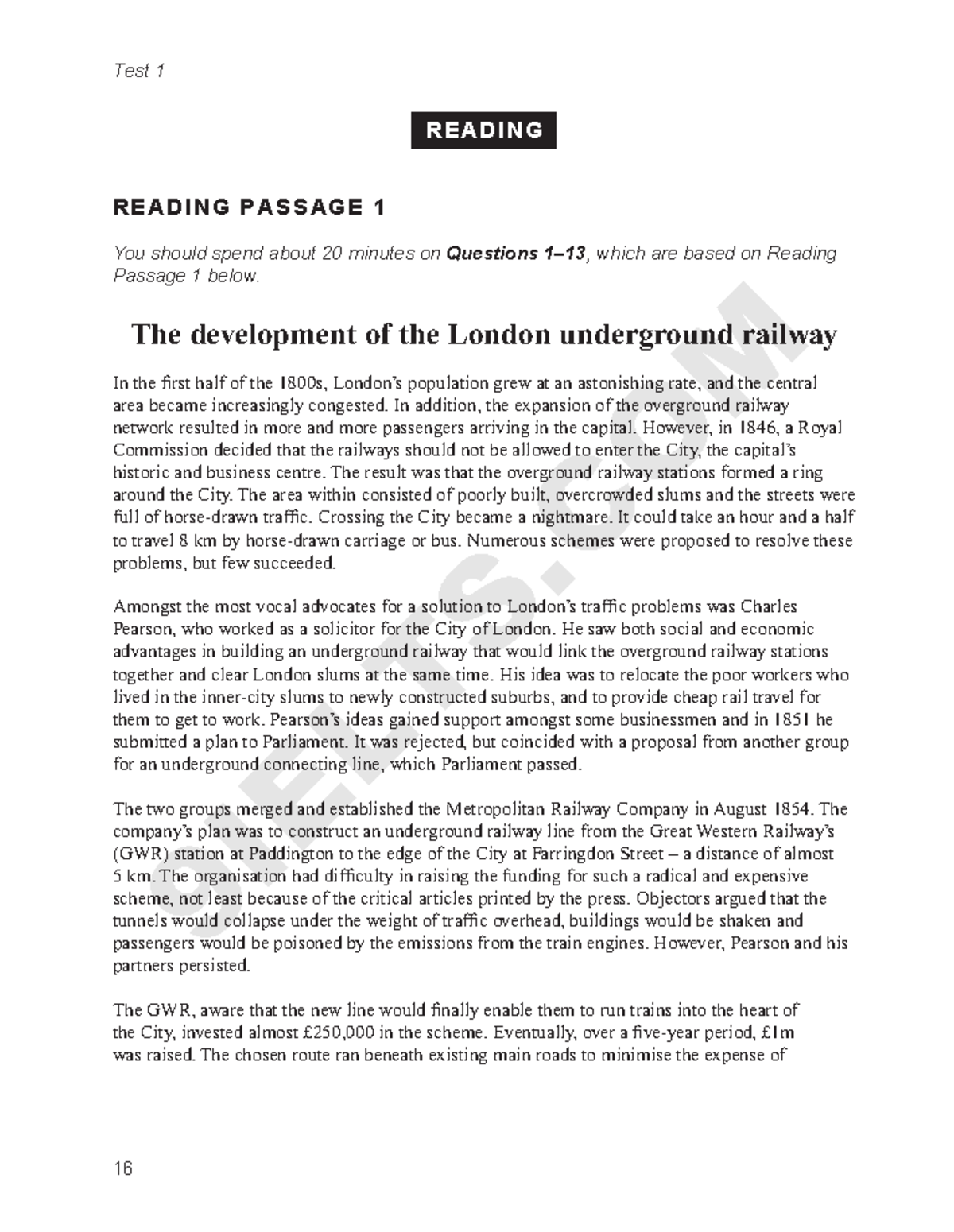 L17 IELTS Reading Practice C17 Test 1: London Underground Development ...