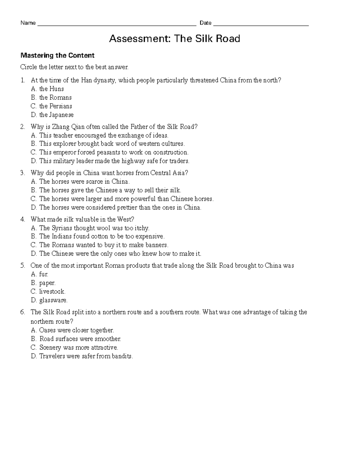 Chapter 24 Checkup: The Silk Road Assessment Questions - Studocu