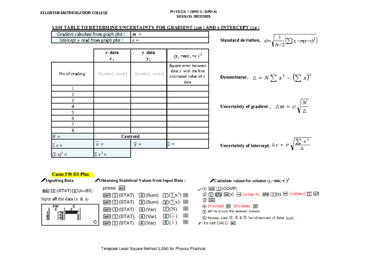 Template LSM Pelajar - left square method - KELANTAN MATRICULATION ...