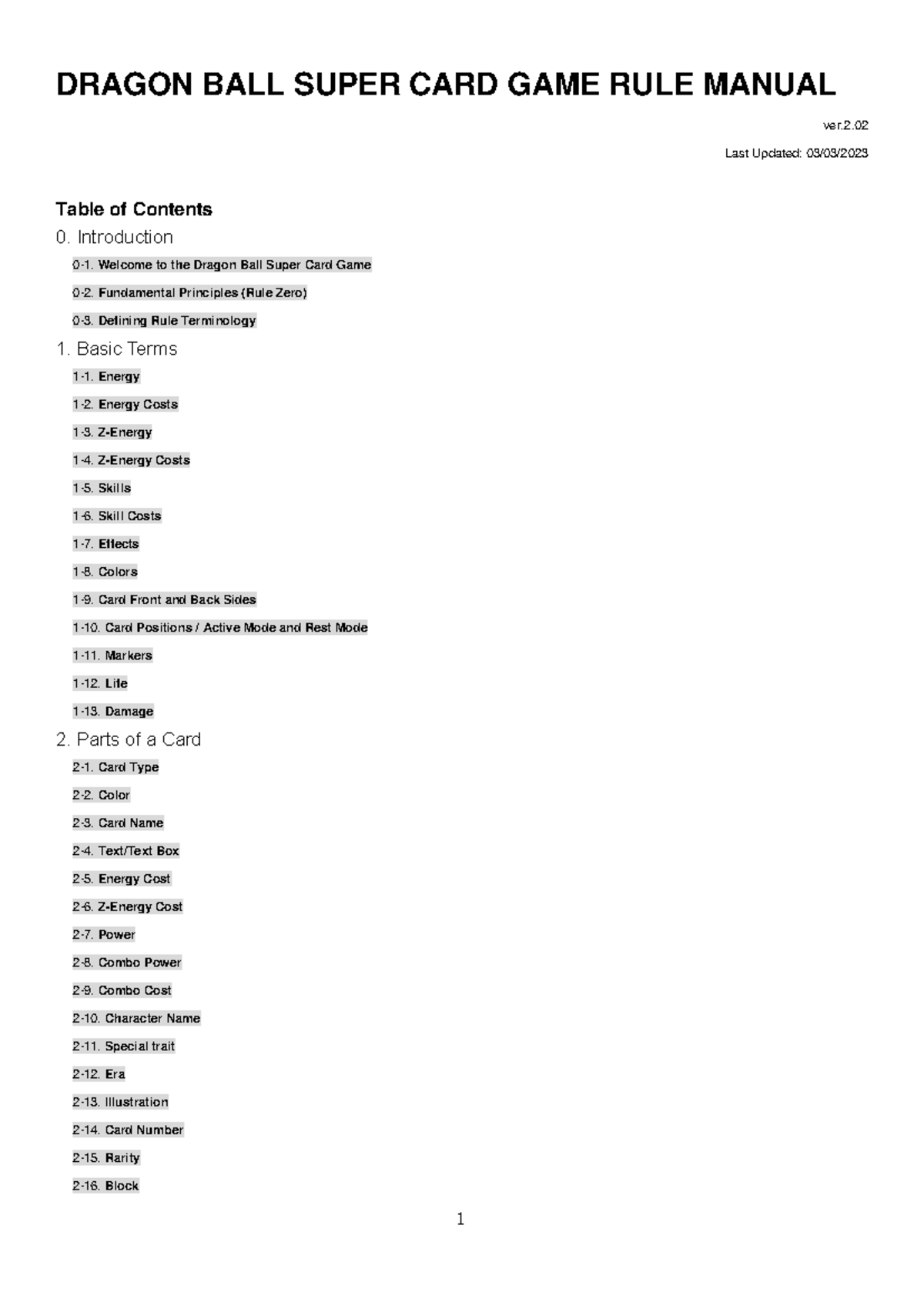 ドラゴンボールカード DRAGONBALLSUPER CARDGAME RULE MANUAL Dragon Ball Super TCG | Dragon Ball Super TCG - Rule Manual – DBZ