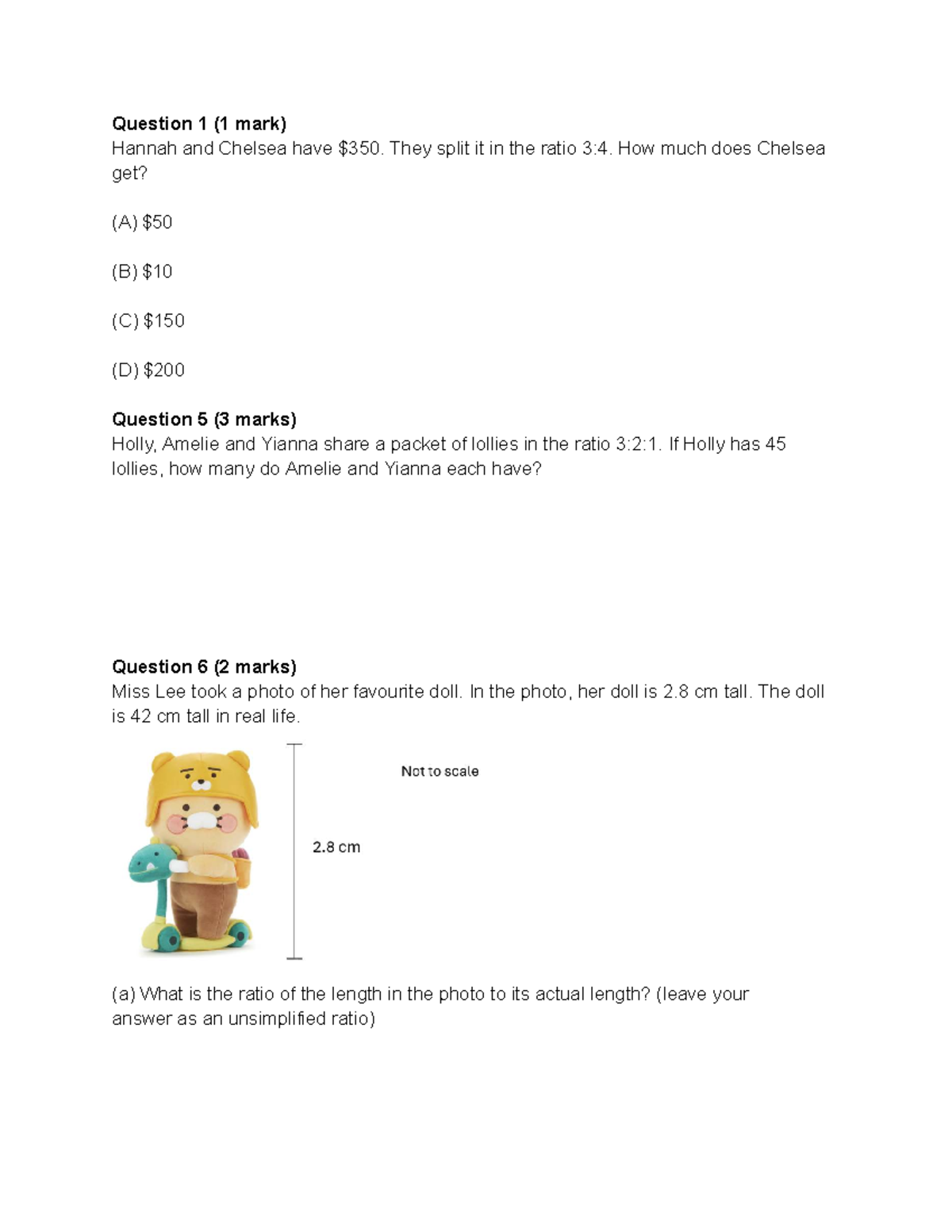 Year 8 Maths: Ratios and Proportions Practice Questions - Studocu