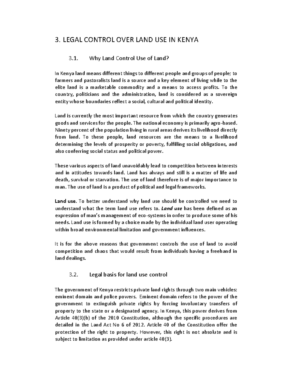 3. Legal Control Over Land Use in Kenya: An In-Depth Analysis - Studocu
