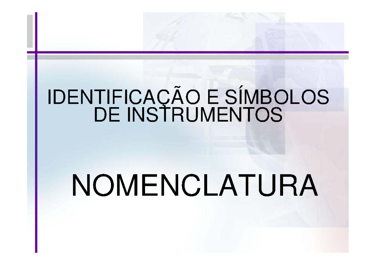 Identificação e Símbolos de Instrumentos - Nomenclatura e Normas - Studocu