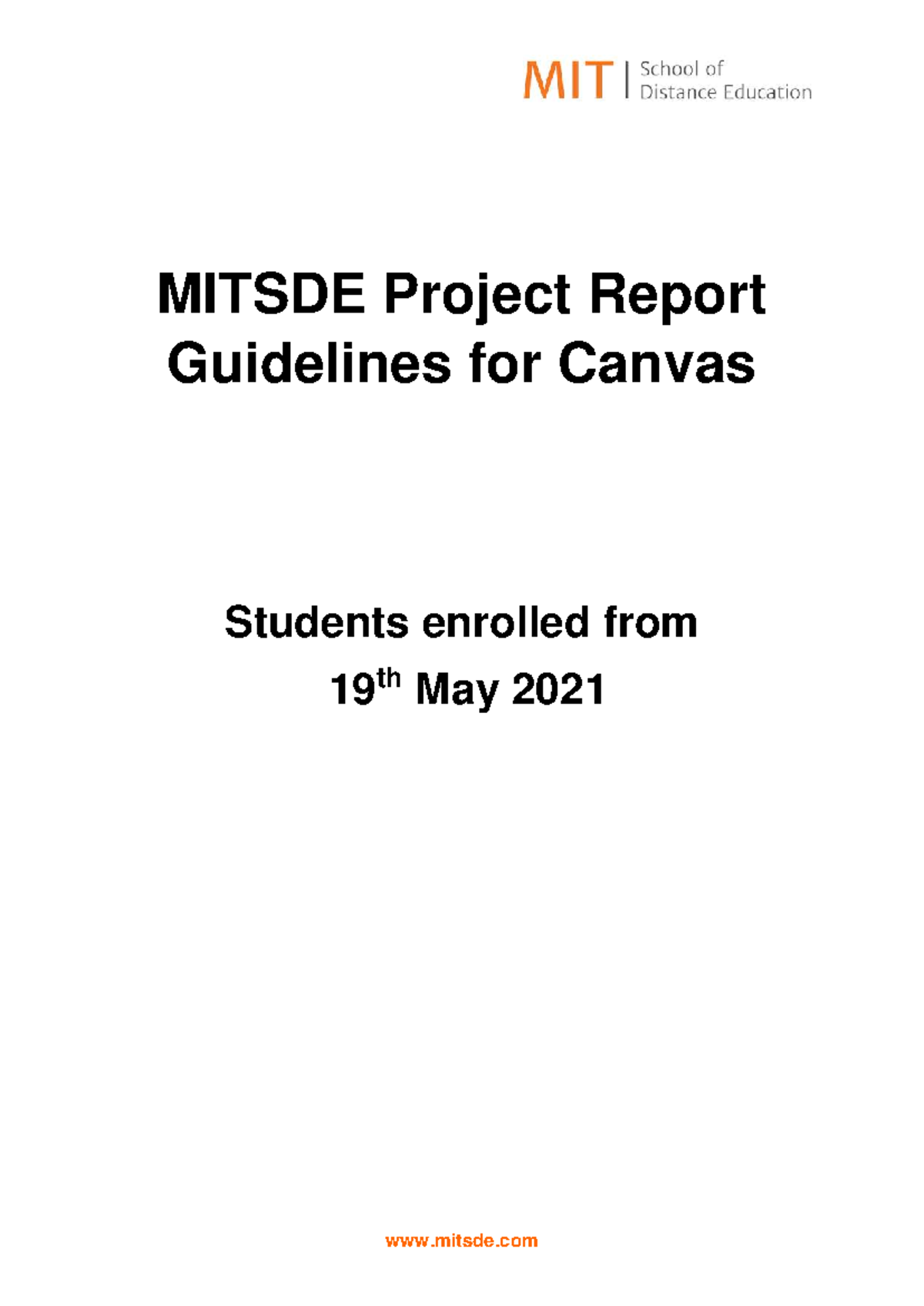 MITSDE Project Report Guidelines for Canvas Students - Studocu
