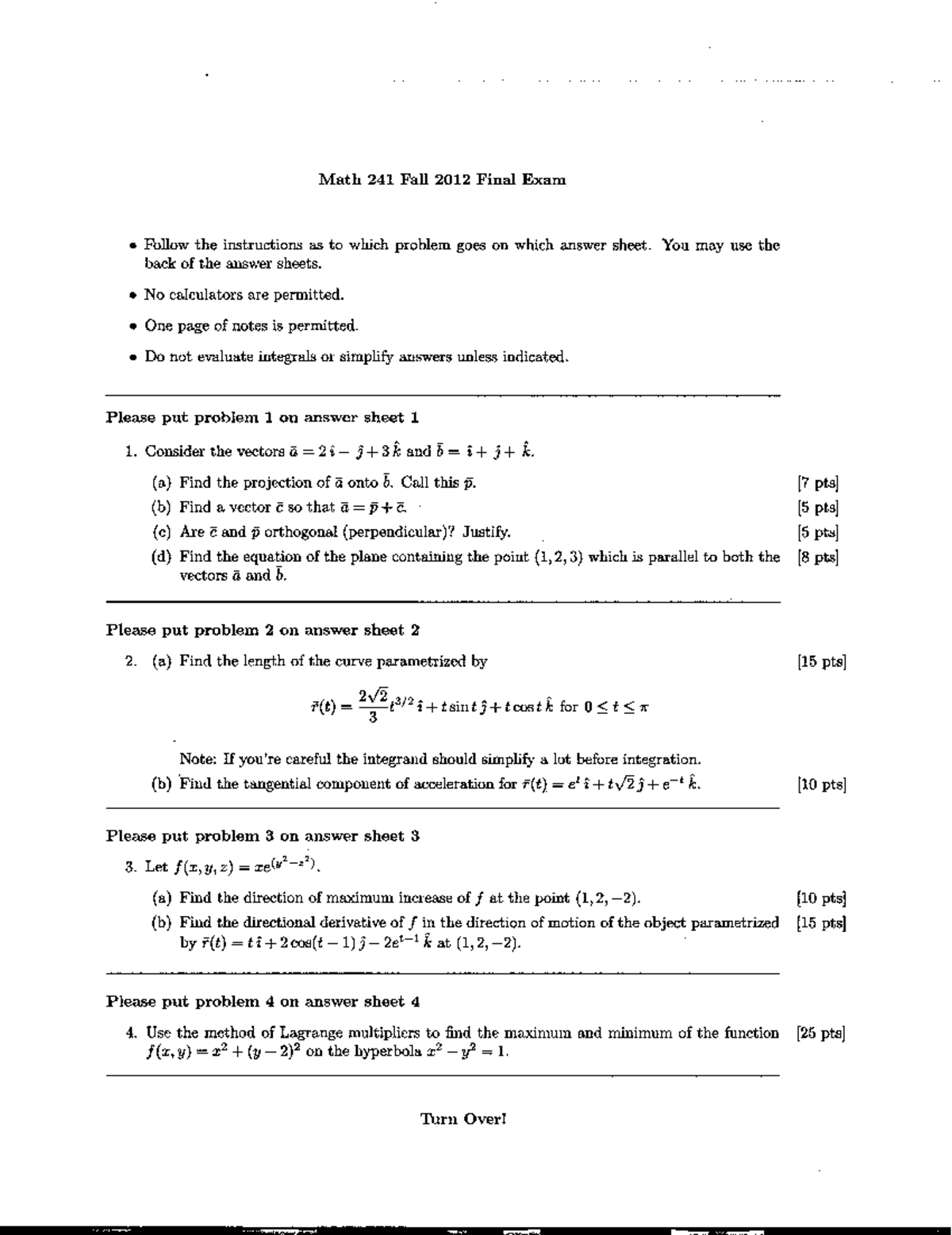 MATH241 ALL- Sections FALL2012 0000 Final EXAM - . Math 241 Fall 2012 ...