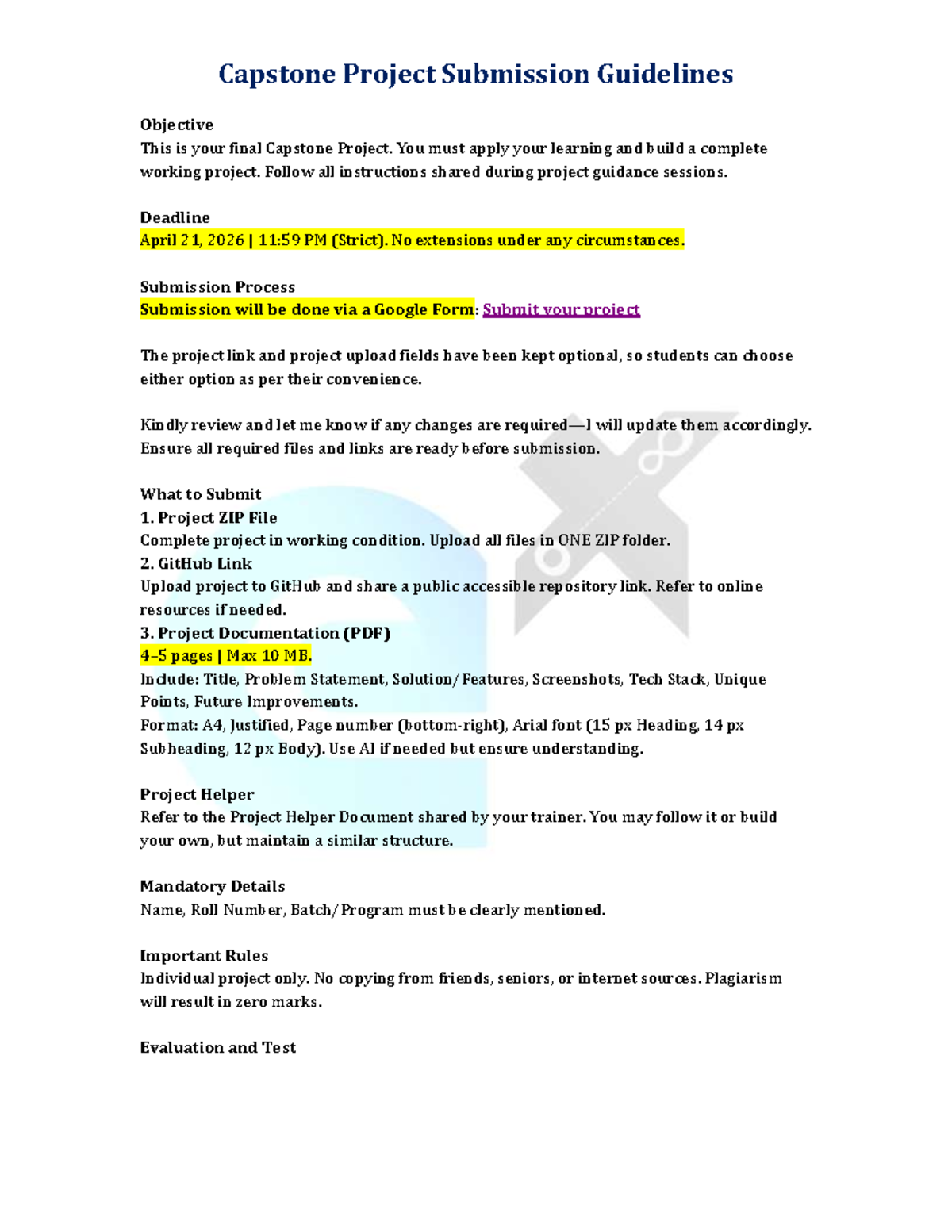 Capstone Project Submission Guidelines (Final) - 2026 - Studocu