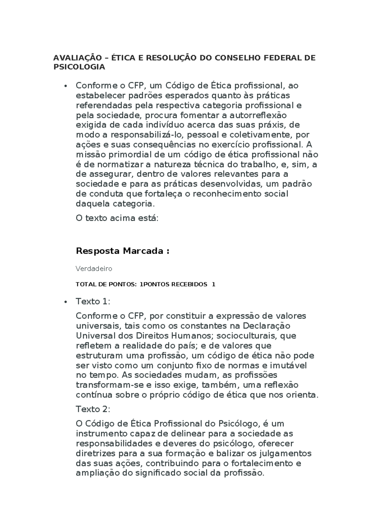 ÉTICA E AVALIAÇÃO NO CONSELHO FEDERAL DE PSICOLOGIA - CFP - Studocu