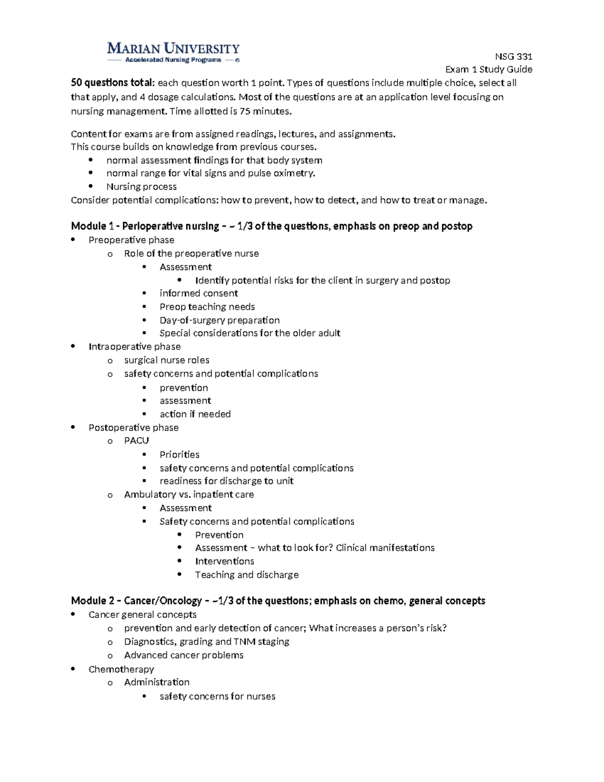 NSG 331 Final Exam Study Guide: Key Concepts & Questions - Studocu