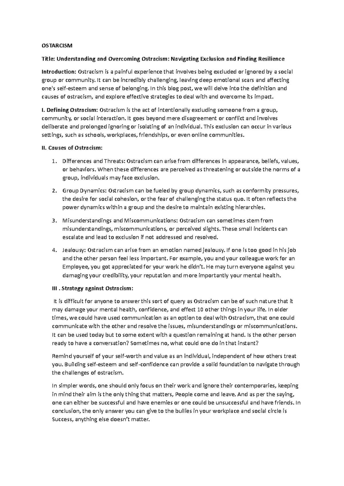 Understanding Ostracism: Strategies for Navigating Social Exclusion ...
