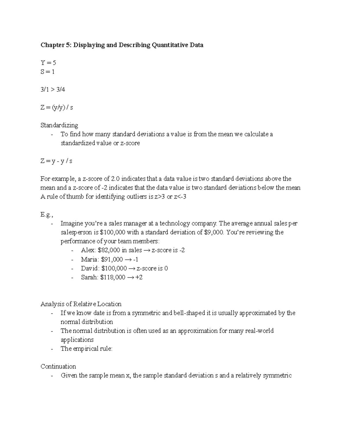 Chapter 5 & 6: Displaying Quantitative Data & Scatterplots (1da3) - Studocu