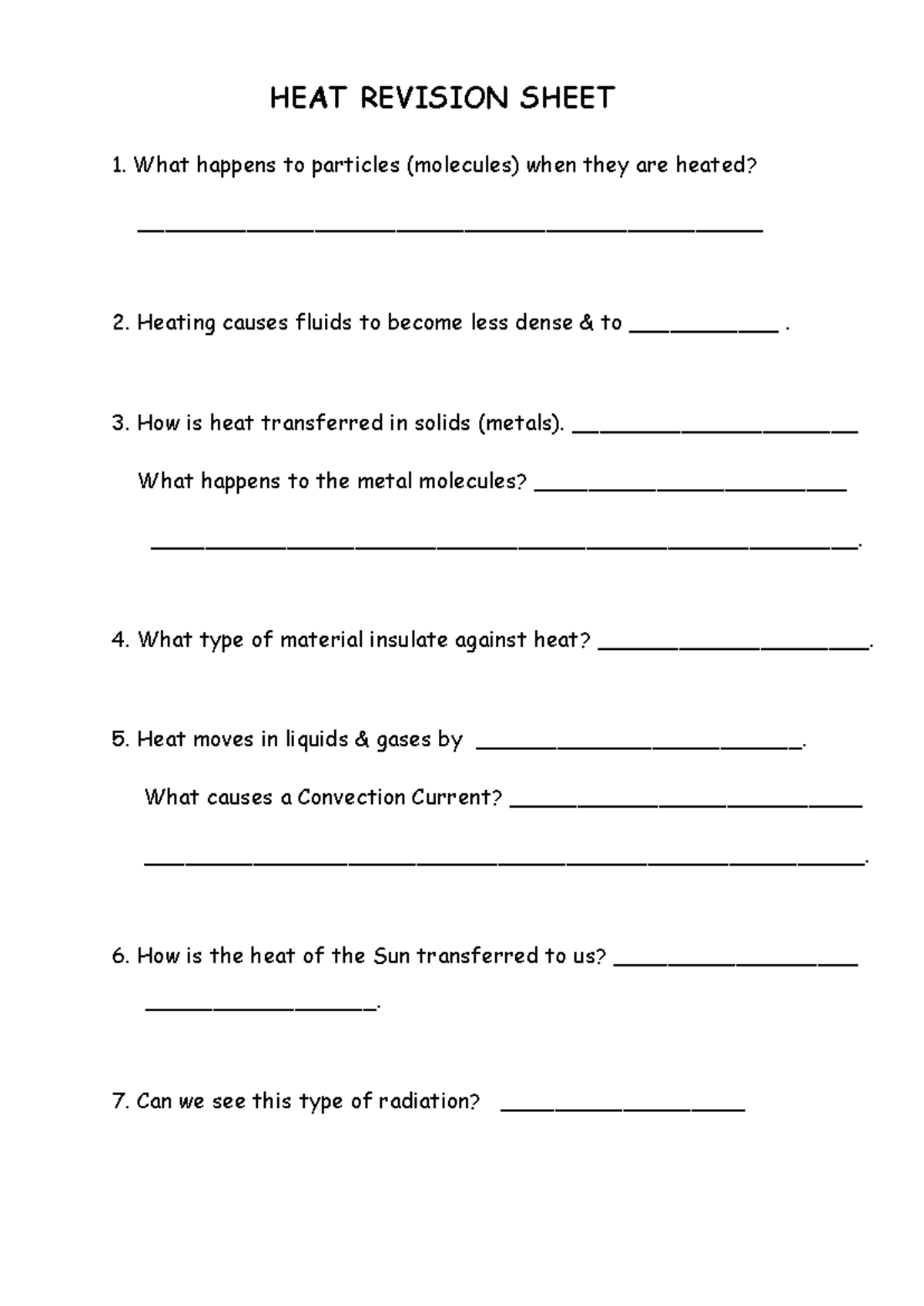 Edit HEAT Revision Sheet - HEAT REVISION SHEET What happens to ...