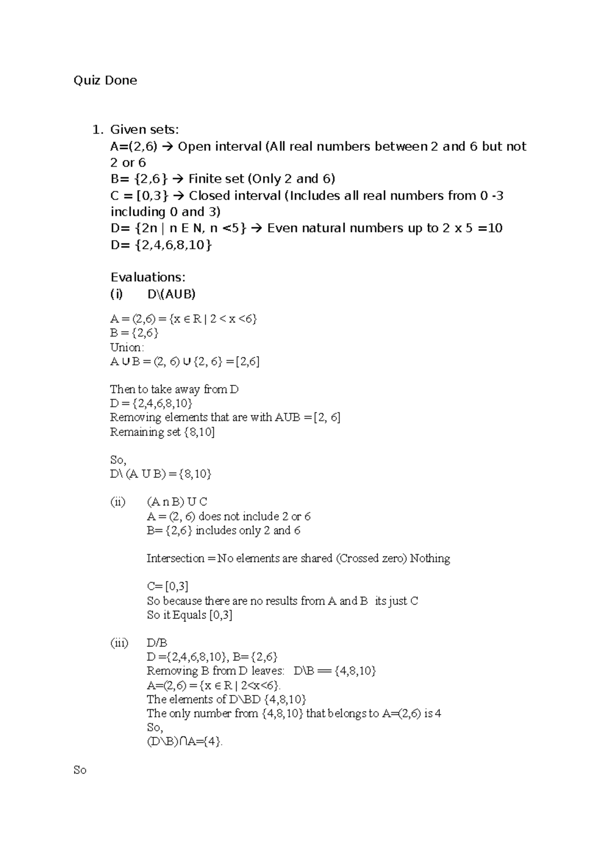 Quiz 1: Set theory and function analysis for math assignment 2 - Studocu