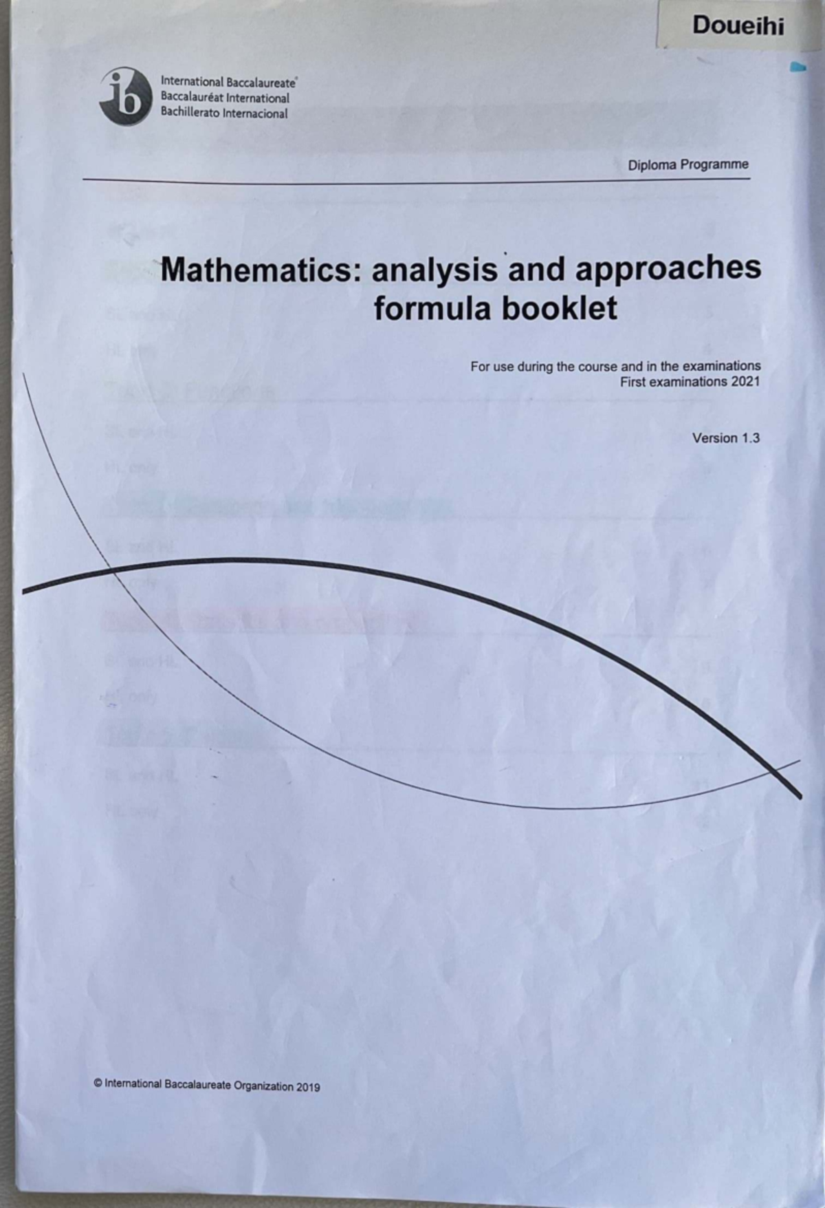 IB Math AA SL Formula Booklet (Annotated) - 2021 Edition - Studocu