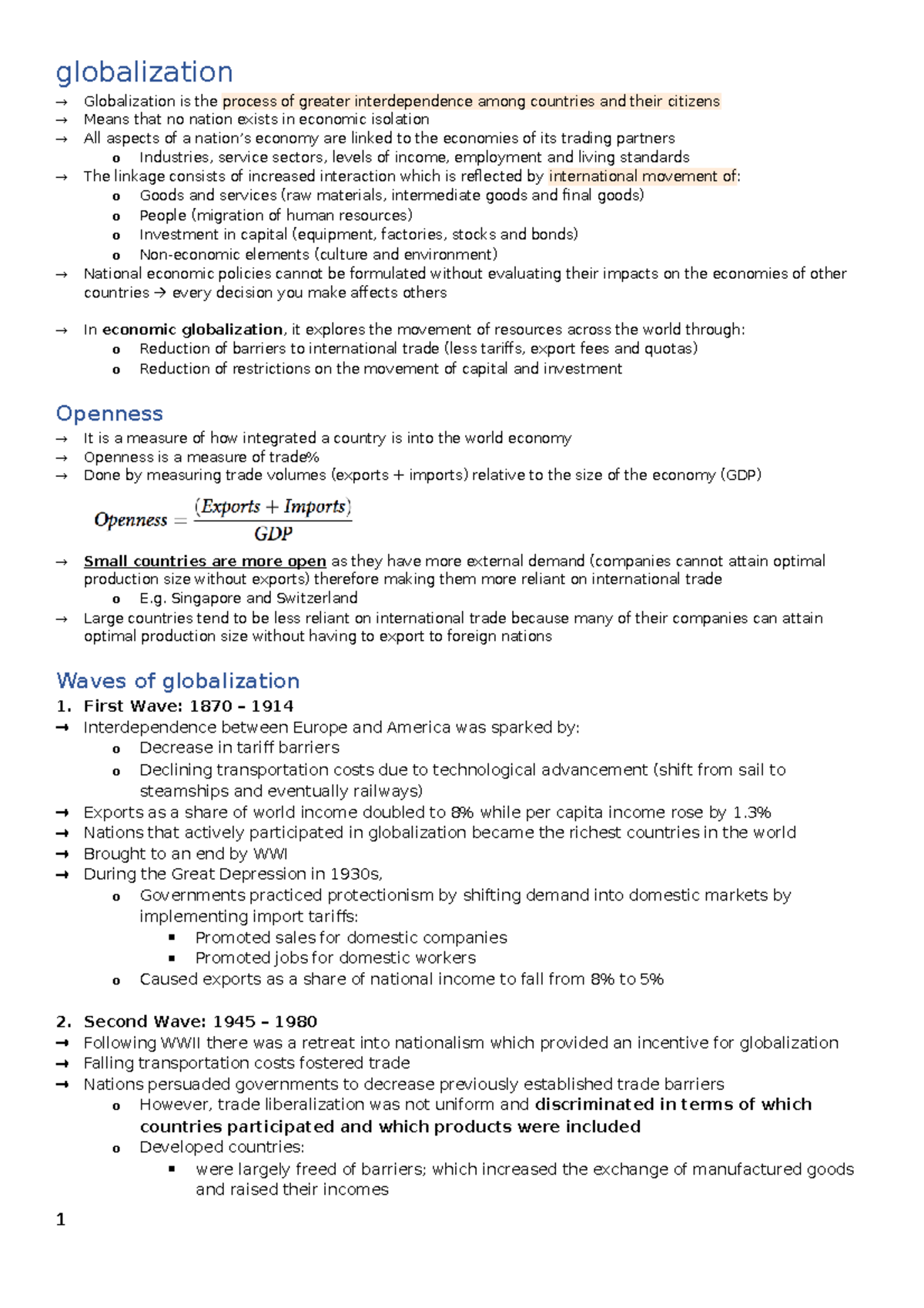 Globalization Overview and Impacts: Notes for ECON 101 Final Exam - Studocu