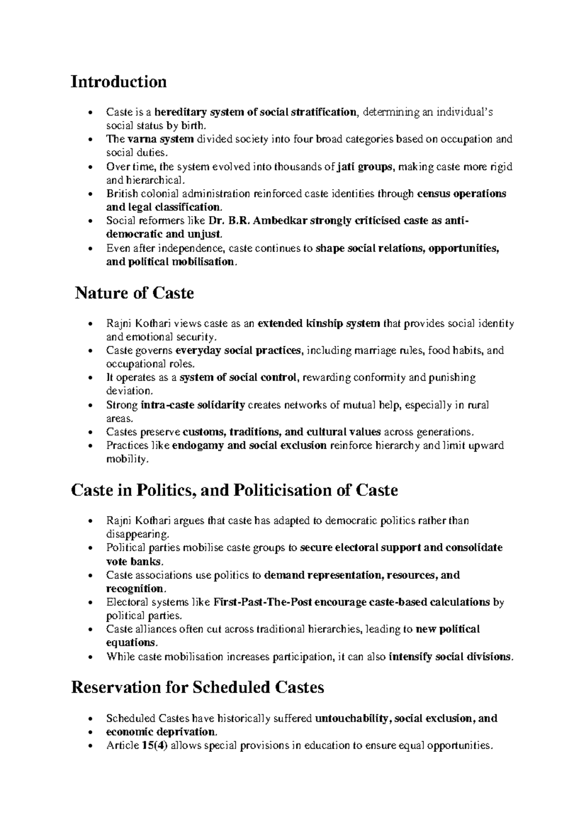 Unit 4: Caste, Reservation, and Social Justice in Comparative Politics ...