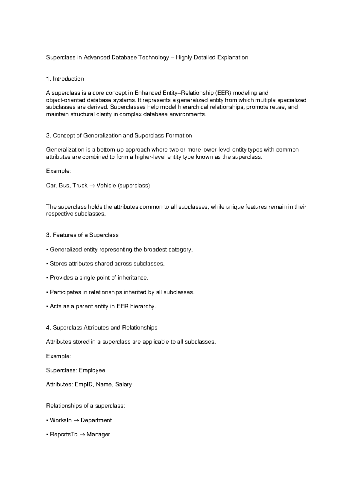 Superclass in Advanced Database Technology: Detailed Overview - Studocu