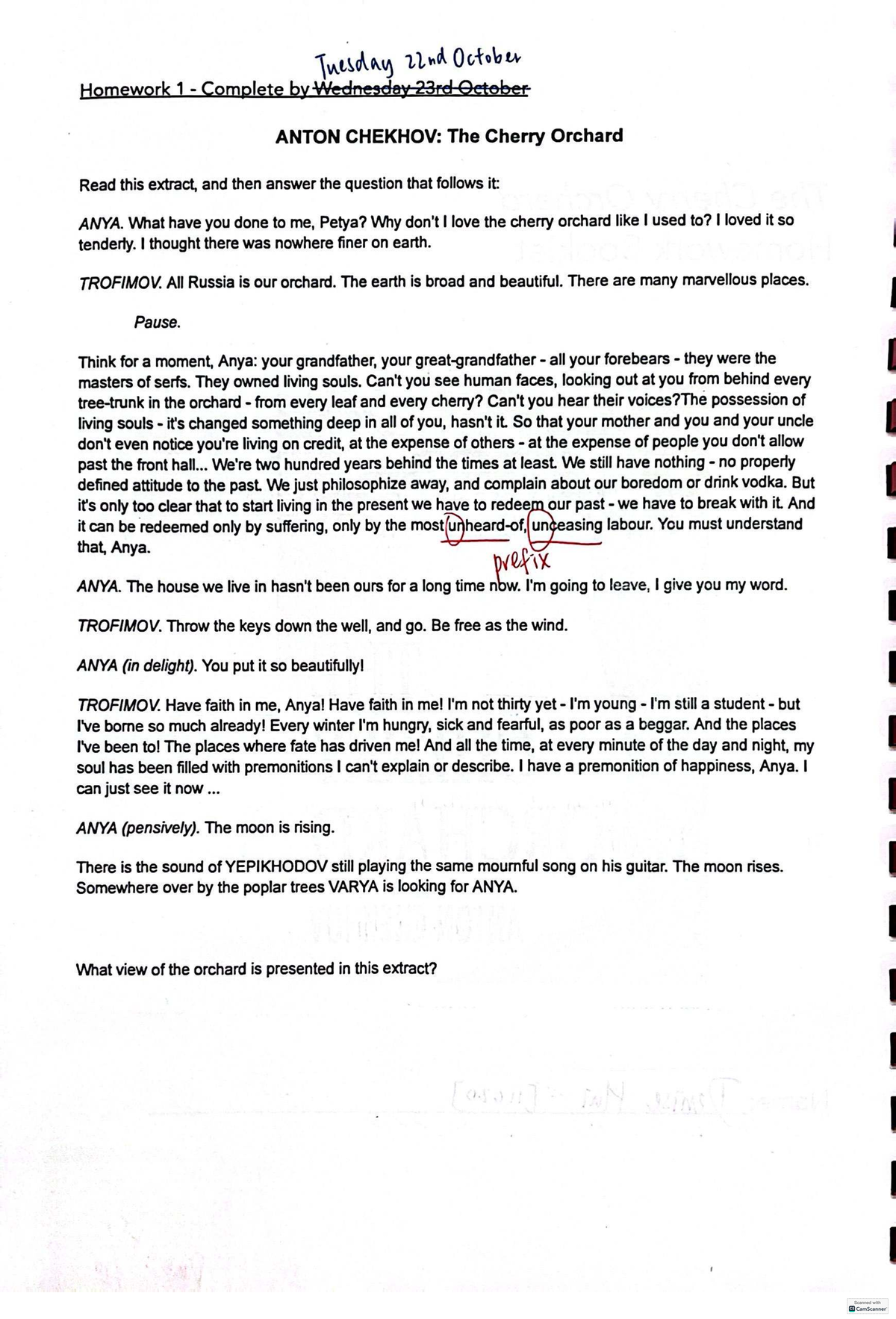 The Cherry Orchard: Homework Analysis and Insights - Studocu