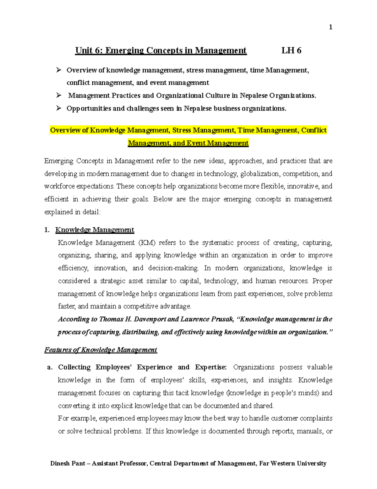 Chapter 6: Emerging Concepts in Management (MGT 101) - Overview and ...