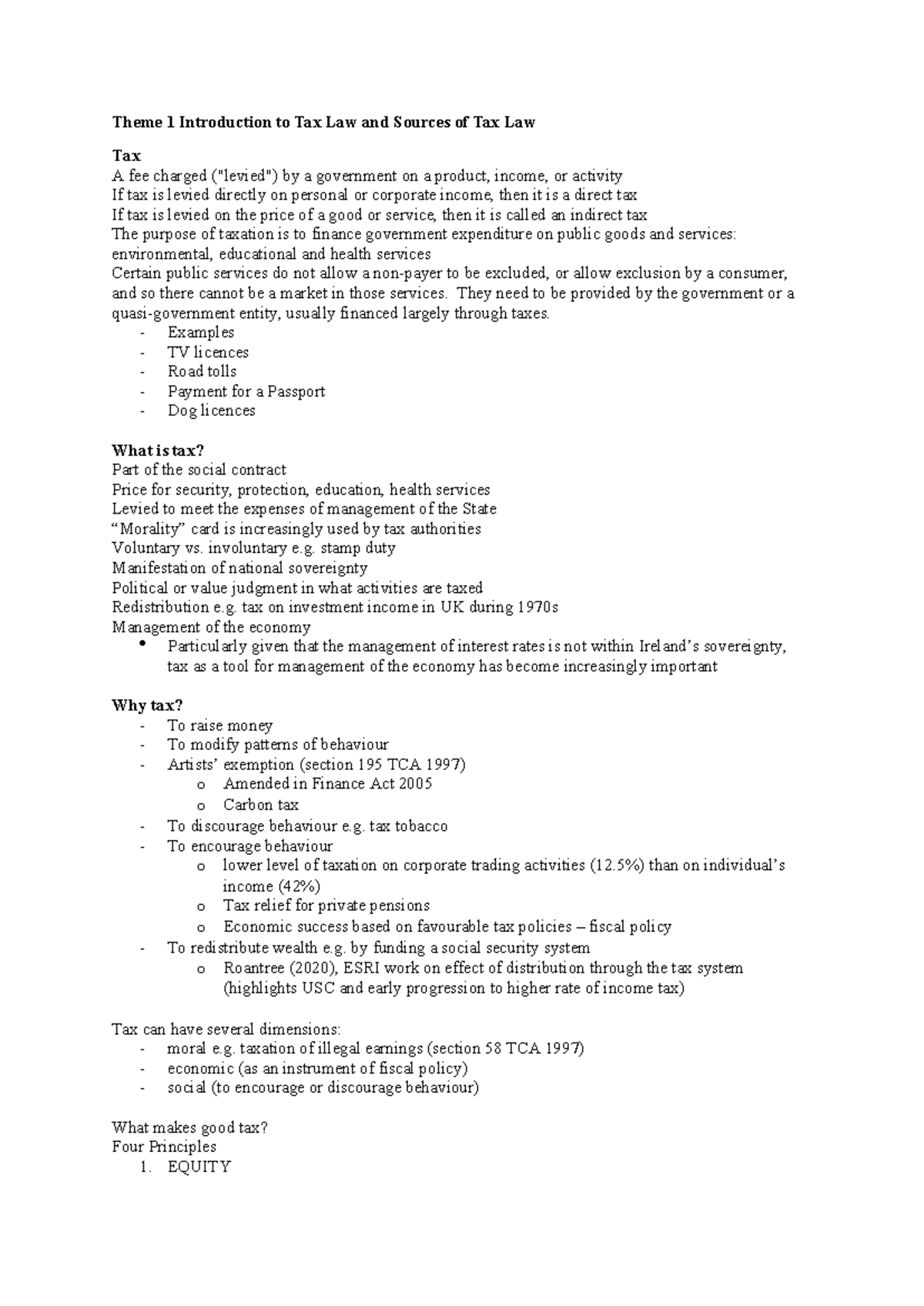 Revenue Law Exam Notes: Key Themes and Insights for Study - Studocu