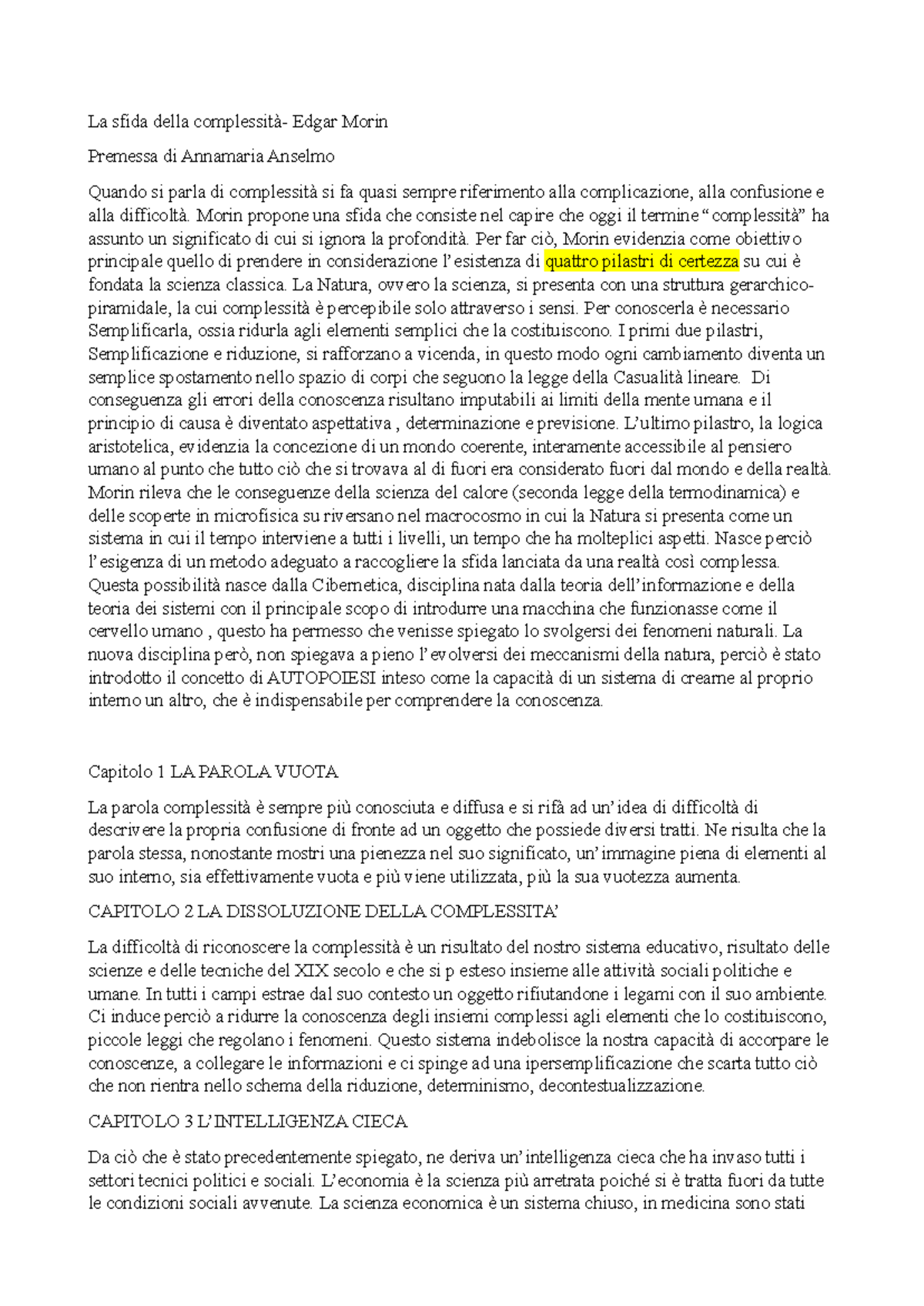 Edgar Morin - Riassunto della 