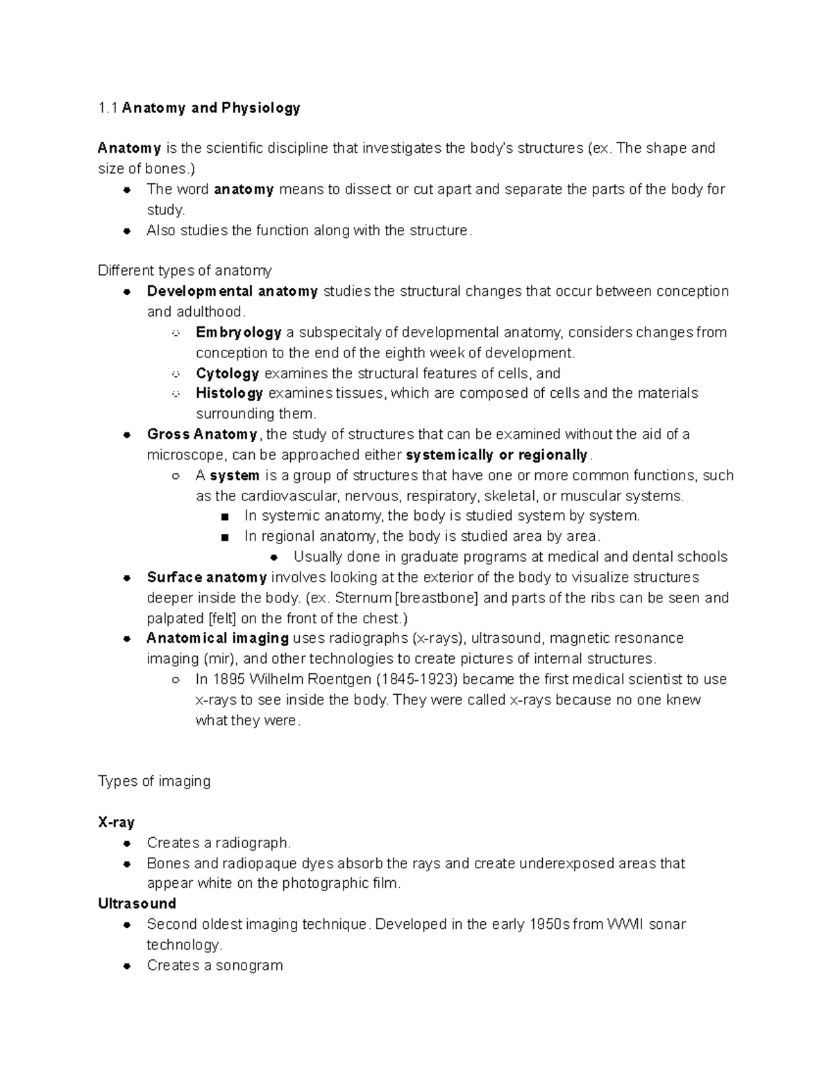 A&P Lecture Notes: Overview of Anatomy and Physiology (Ch. 1) - Studocu