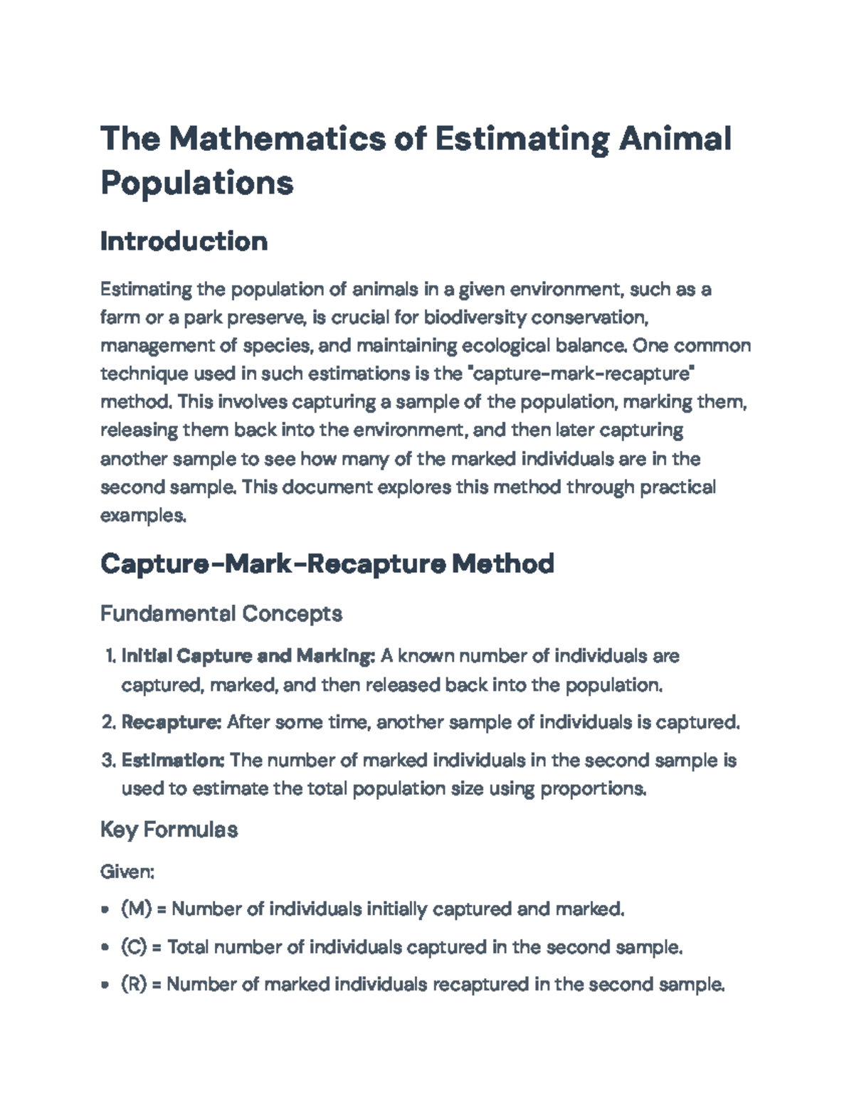 Capture-Mark-Recapture Method: Estimating Animal Populations Analysis ...