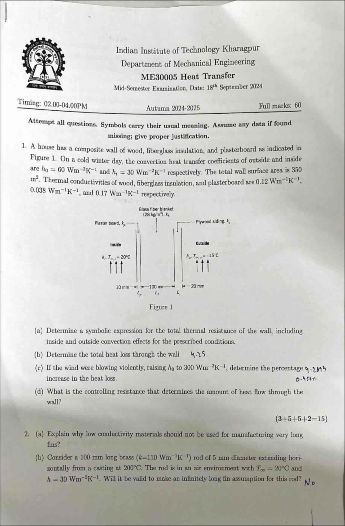 9909 ME30005 Heat Transfer Autumn 2024 Midterm Exam Notes - Studocu