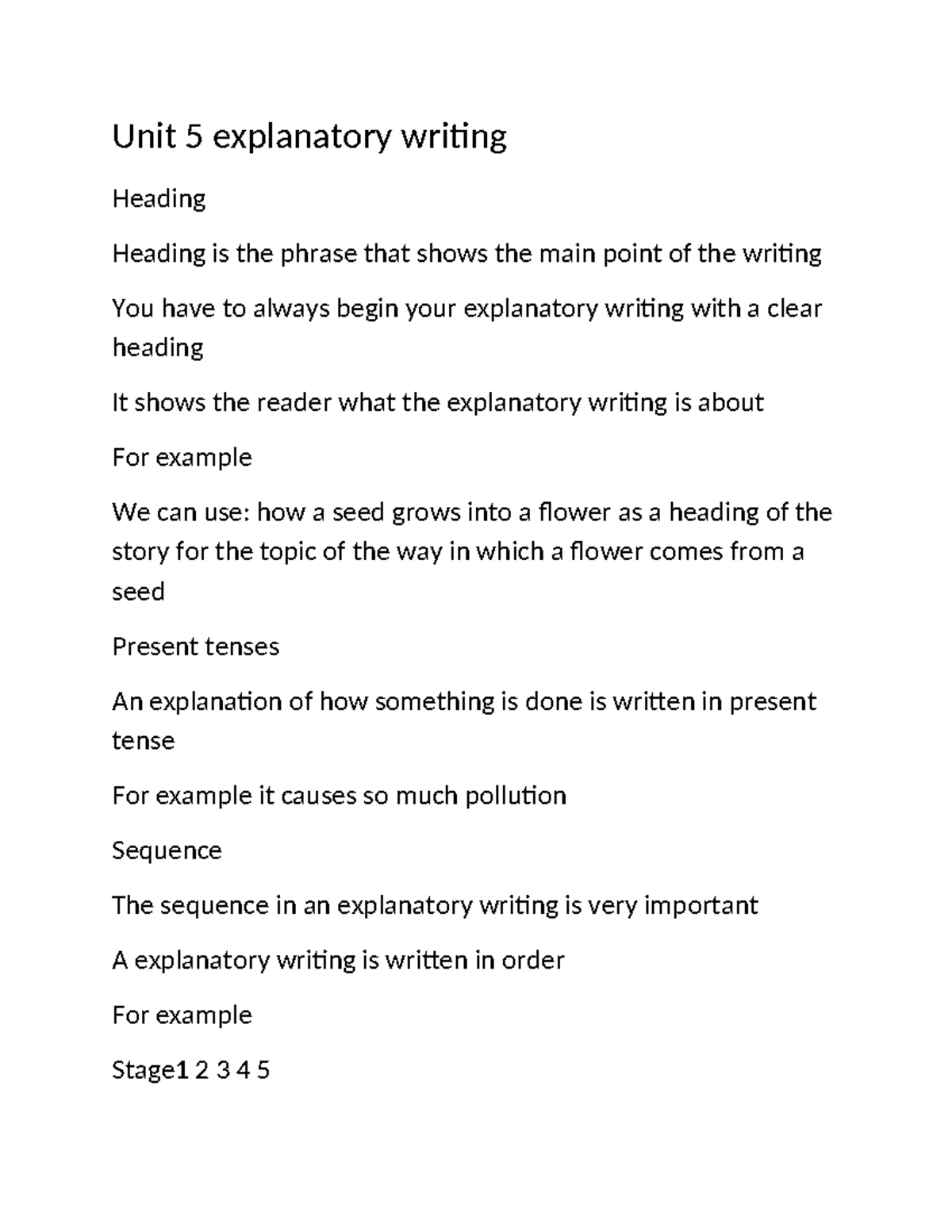 Explanatory Writing Guidelines: Unit 5 - Tips & Examples - Studocu