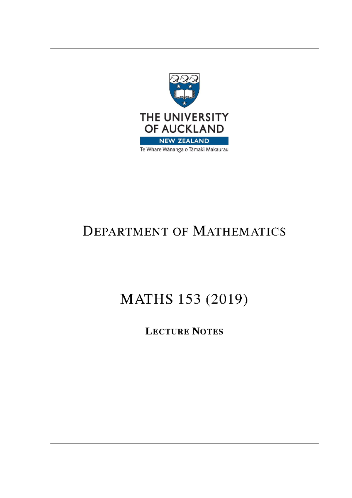 Maths 153 S1 2019 coursebook - DEPARTMENT OF MATHEMATICS MATHS 153 ...