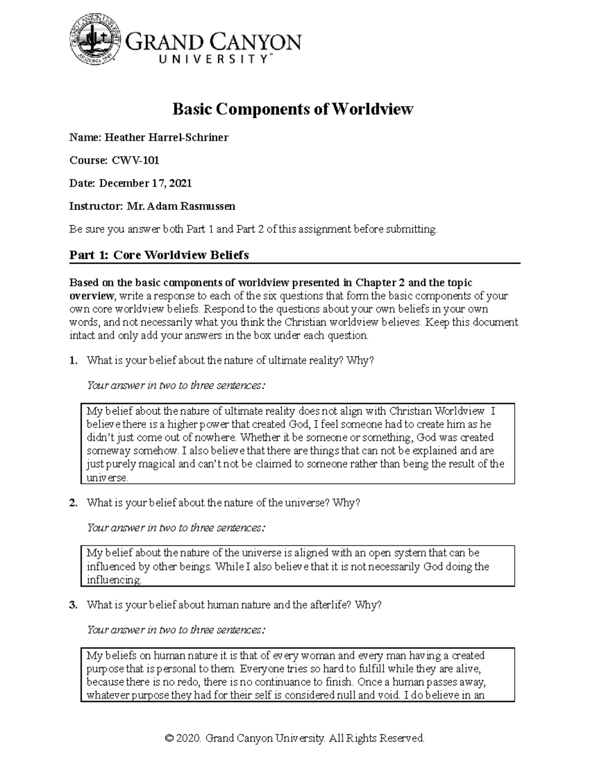 Christian Worldview-Topic 1-Basic Components Of Worldview assignment ...