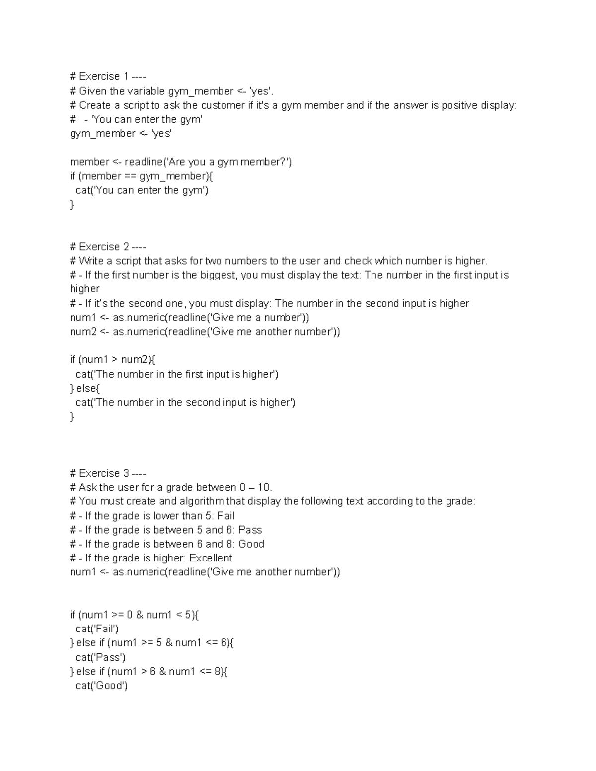 3C: Flow Control Statements Exercises - Solved Solutions - Studocu