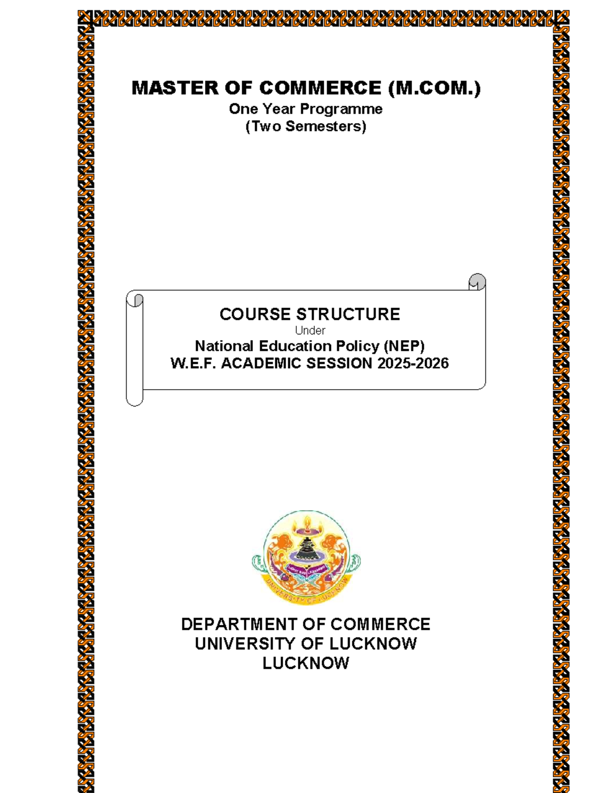 M.Com. (One Year) Course Structure & Syllabus Overview - Studocu