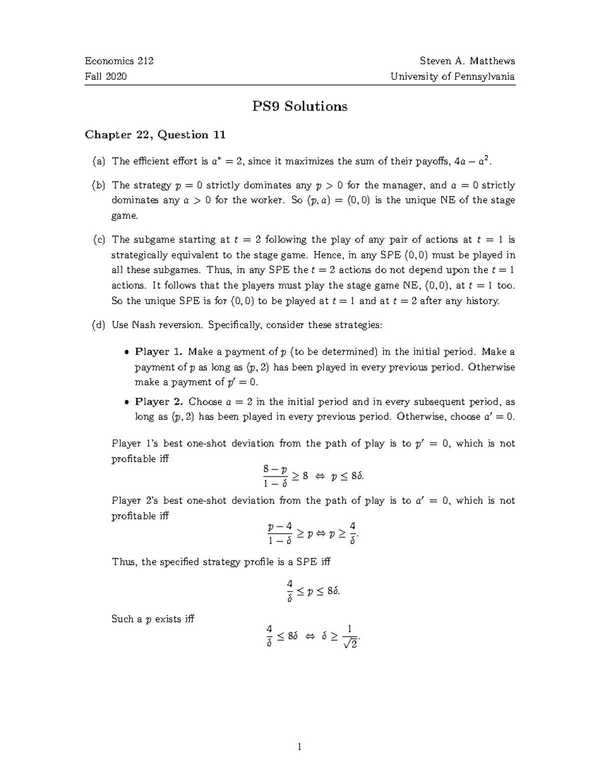 Solns ps9 212 Fall 2020 - Solutions to practice questions for the ...