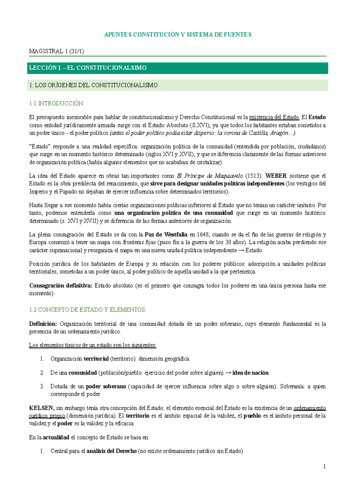 Apuntes sobre el Concepto de Estado y su Evolución Constitucional - Studocu