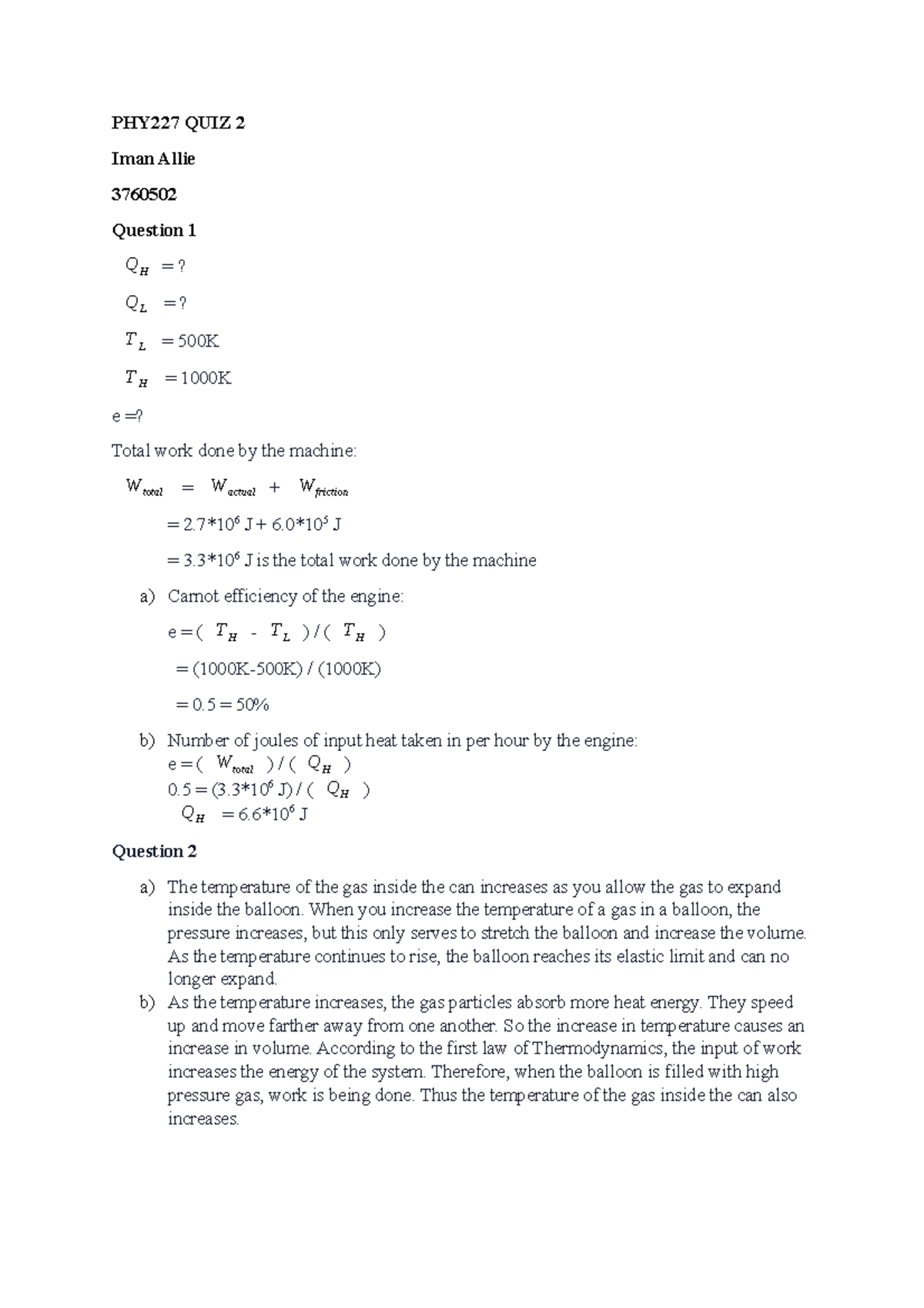 PHY227 Quiz 2 - Questions and Solutions from 2020 - Studocu