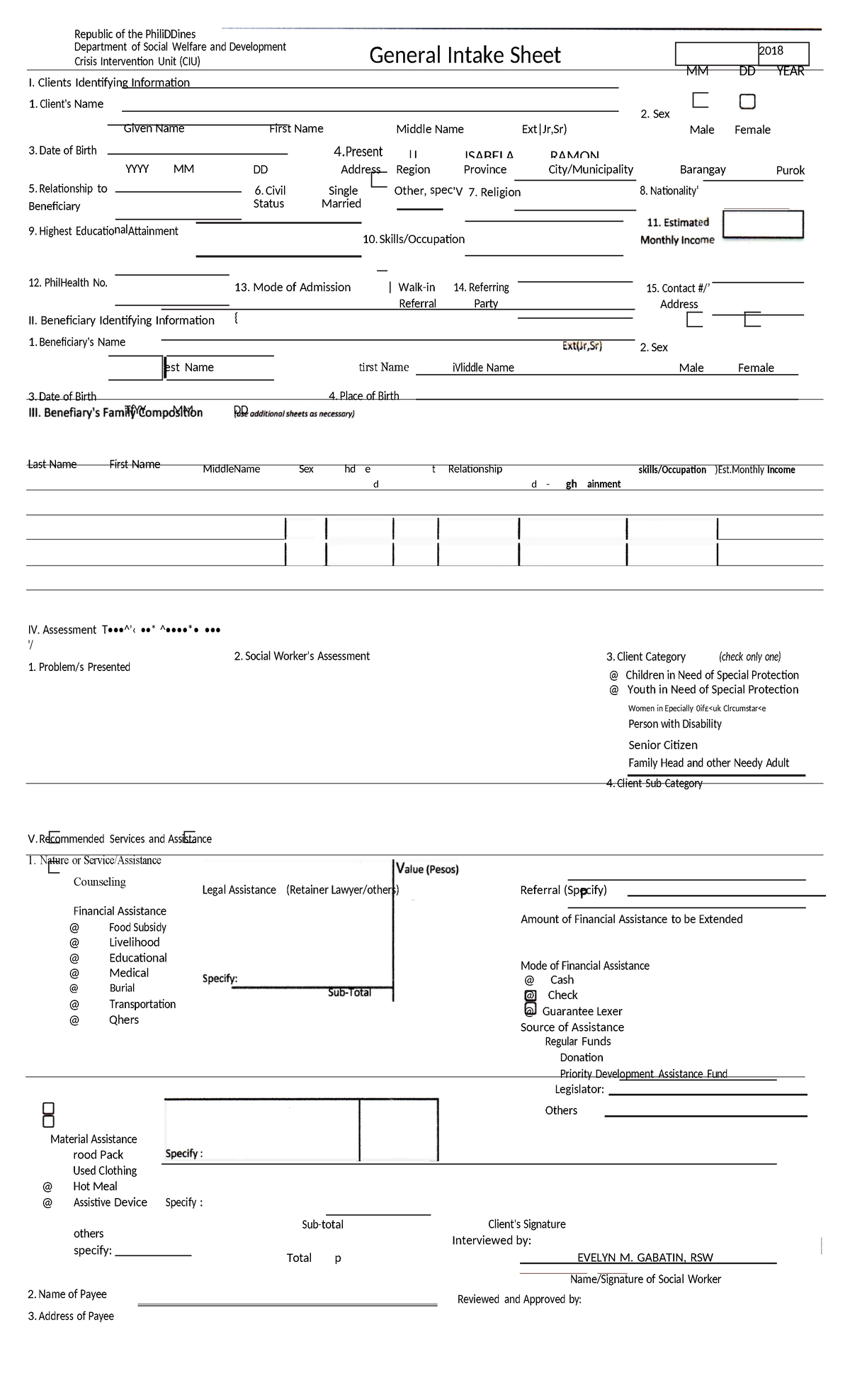 General Intake Sheet - DSWD Client Registration Form - Studocu
