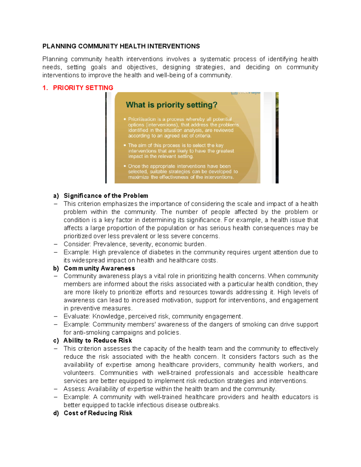 Comprehensive Guide to Community Health Intervention Planning - Studocu
